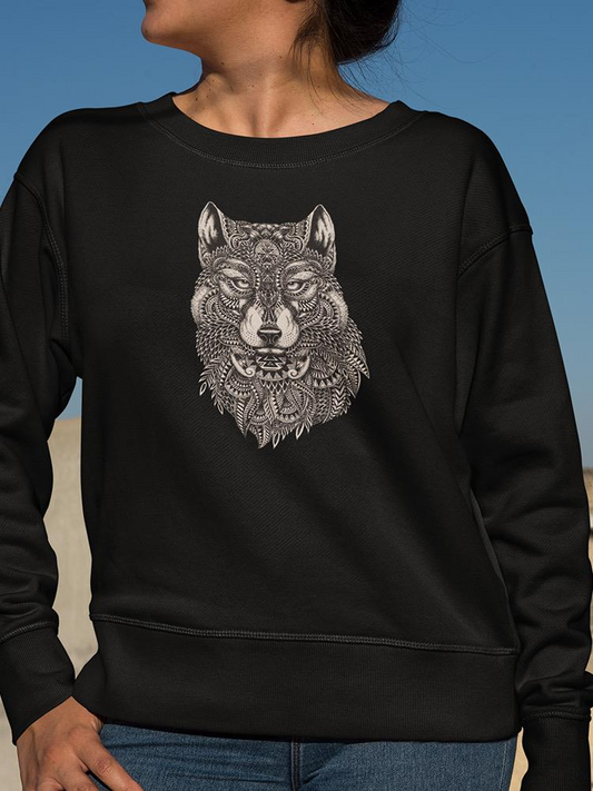 Ethnic Wolf Head Sweatshirt Women's -Image by Shutterstock