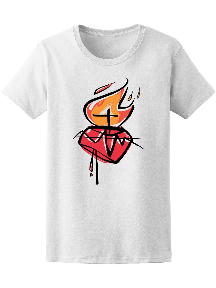 Drawing Of Jesus Sacred Heart Tee Women's -Image by Shutterstock