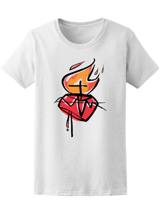 Drawing Of Jesus Sacred Heart Tee Women's -Image by Shutterstock