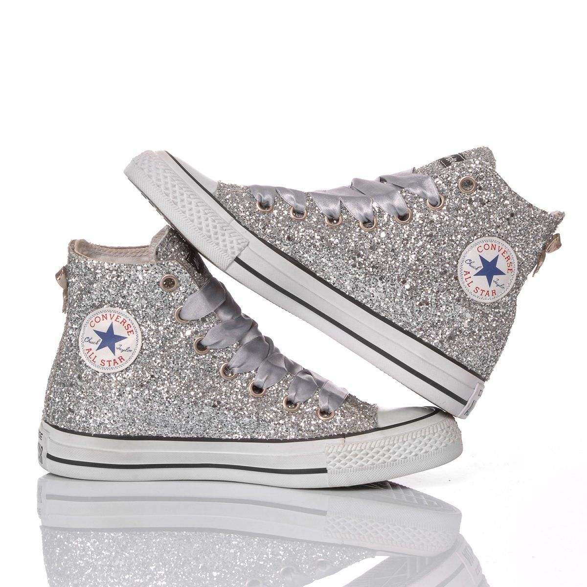 CONVERSE SILVER HI TOP SNEAKERS