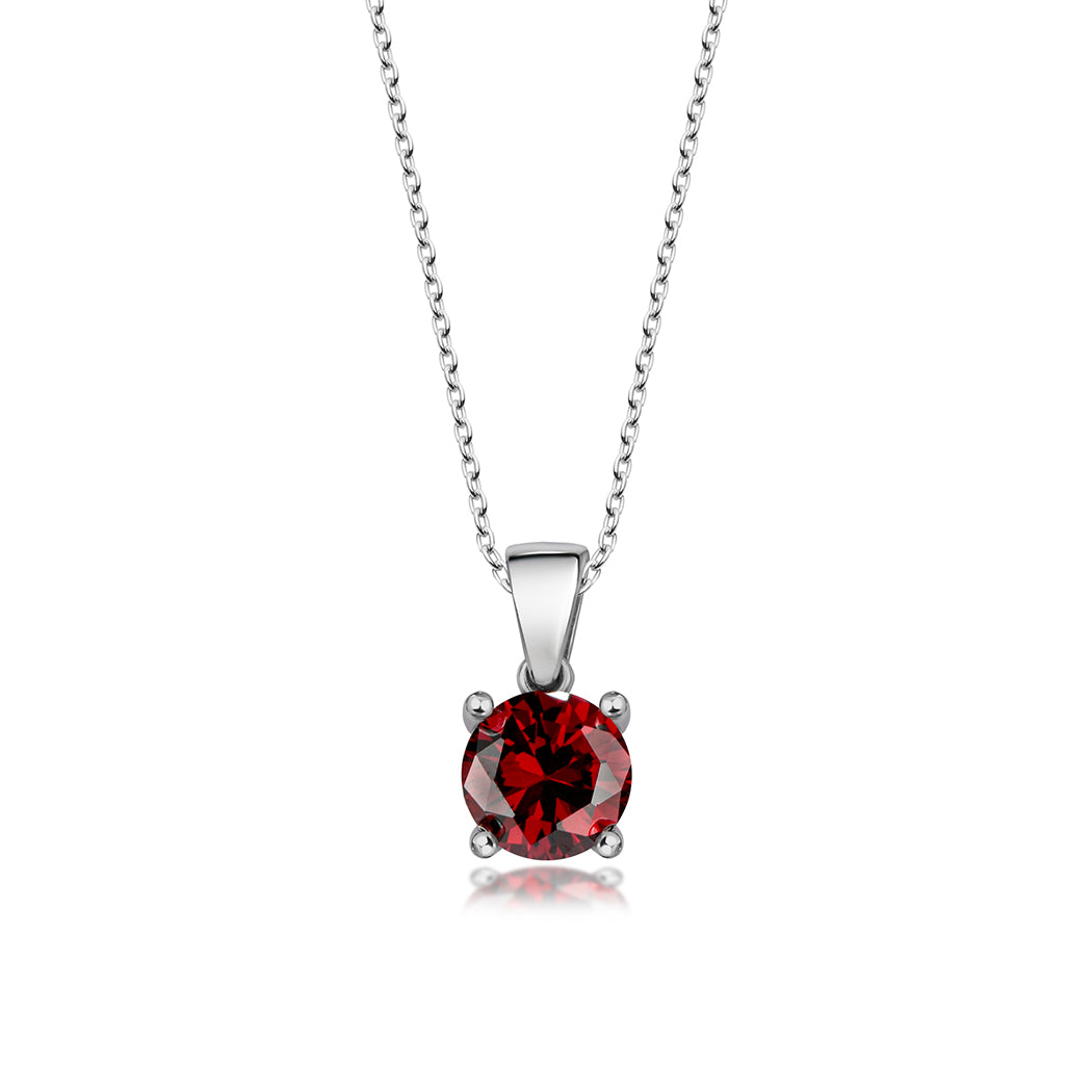 Sterling Silver Pendant Necklace - Round Cut Sapphire Necklace - Emerald Crystal Necklace With Zirconium Stones
