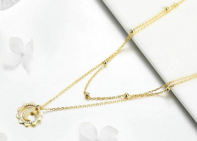 Double Chain Sun Necklace