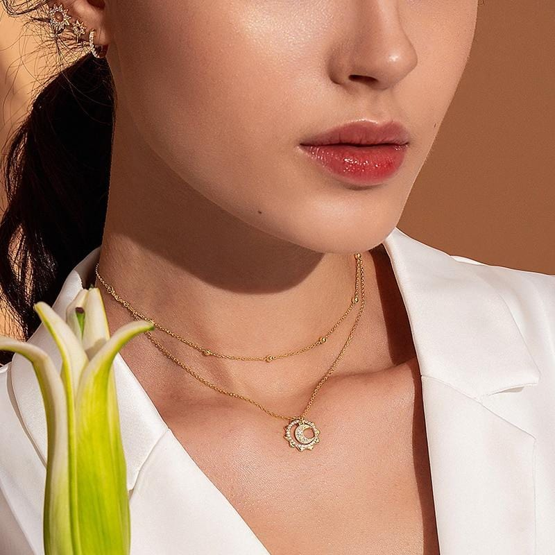 Double Chain Sun Necklace